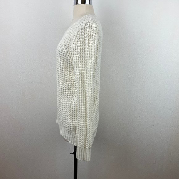 Rue 21 White Long Sleeve Loose Knit Pullover Sweater Top Scoop Neck Layering Med - Picture 4 of 7